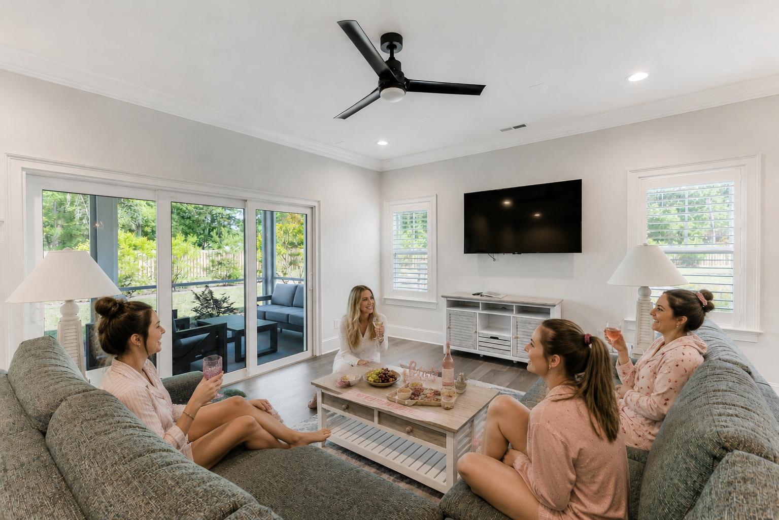 wedding destination-accomodations -sawmill townhomes living room-ladies