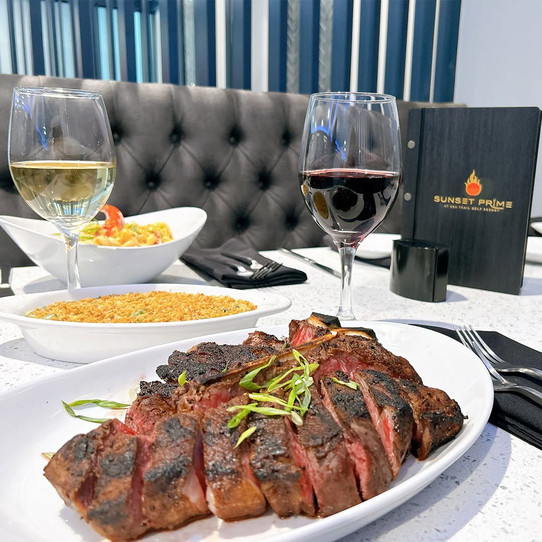 Steak and wine at Sea Trail